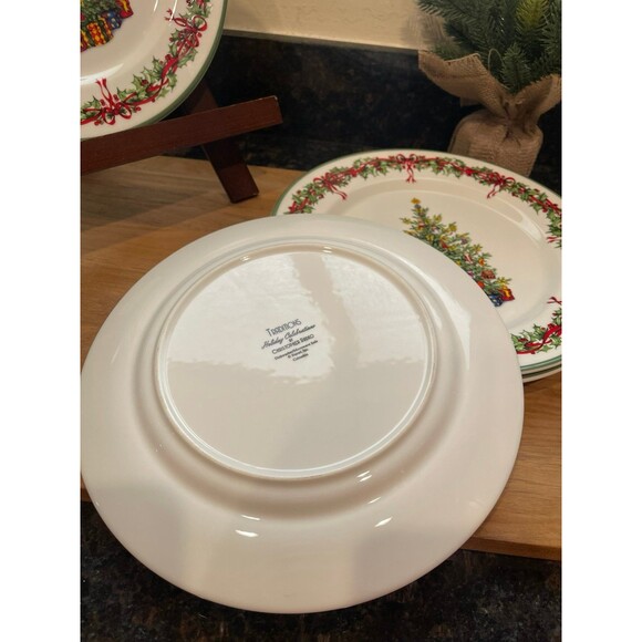 4 Radko Traditions Holiday Celebrations Dinner Plates - Picture 3 of 6